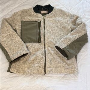 We The Free Cream and Olive Sherpa Jacket